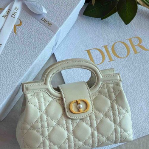 Dior Jolie Mini Bag Light Beige Cannage Lambskin