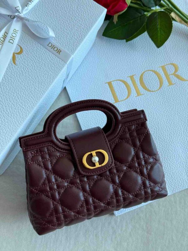 Dior Jolie Mini Bag Burgundy Cannage Lambskin