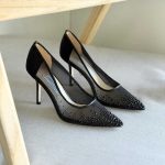 Jimmy Choo Love 85 Black Mesh Degrade Crystals Pointed-Toe Pumps