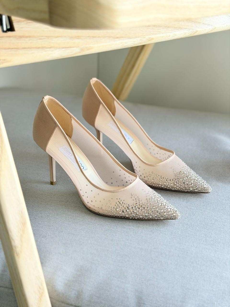 Jimmy Choo Love 85 Ballet Pink Mesh Degrade Crystals Pointed-Toe Pumps Jimmy Choo Love 85 Ballet Pink Mesh Degrade Crystals Pointed-Toe Pumps