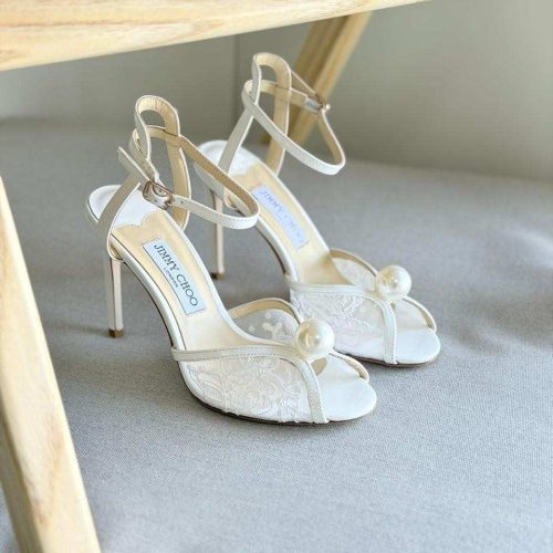 Jimmy Choo Sacora 85 Ivory Floral Lace Sandals