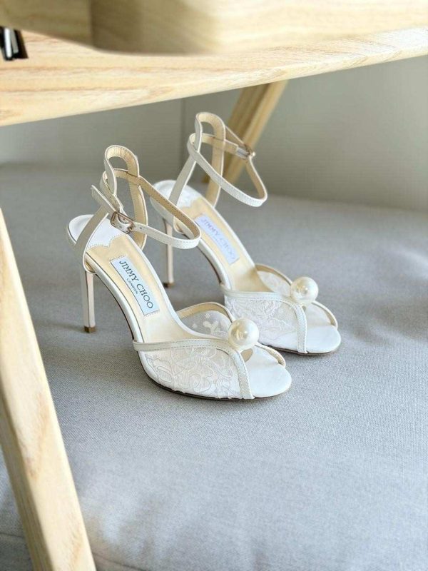 Jimmy Choo Sacora 85 Ivory Floral Lace Sandals