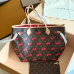 Louis Vuitton X Takashi Murakami Neverfull MM Red and Brown Cherry Monogram Canvas Tote Bag