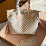 Louis Vuitton Neverfull MM Beige Damier Azur Coated Canvas Tote Bag