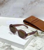 CELINE Triomphe 01 Acetate Oval Sunglasses - Image 4