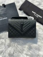 Saint Laurent Black Matelasse Medium Triquilt Monogram Envelope Shoulder Bag - Image 3
