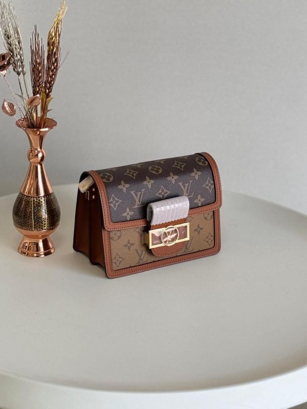 Louis Vuitton Dark Brown Monogram Reverse Canvas Mini Dauphine Bag