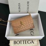Bottega Veneta Andiamo Pouch On Chain Pale brown