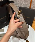 Bottega Veneta Beige Intrecciato Leather Wide Belt Knot Buckle