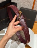 Bottega Veneta Burgundy Intrecciato Leather Wide Belt Knot Buckle