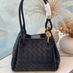 Bottega Veneta Small Parachute Black Intrecciato Leather Shoulder Bag