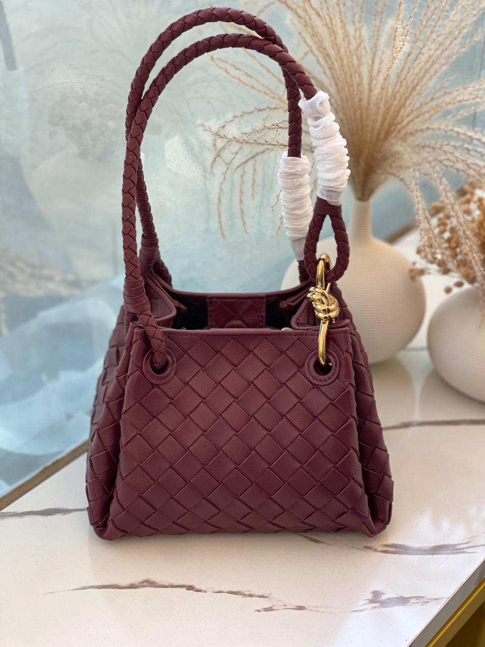 Bottega Veneta Small Parachute Burgundy Intrecciato Leather Shoulder Bag Bottega Veneta Small Parachute Burgundy Intrecciato Leather Shoulder Bag - Image 1