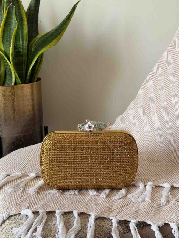 Bottega Veneta Knot Clutch Gold All-over Crystal