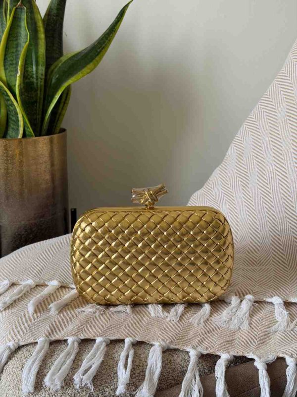 Bottega Veneta Knot Clutch Gold