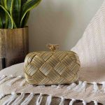 Bottega Veneta Knot Clutch Gold Silver