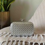 Bottega Veneta Knot Clutch Silver