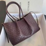 Bottega Veneta Medium Pinacoteca Dark Barolo Intrecciato Calfskin Reversible Tote Bag