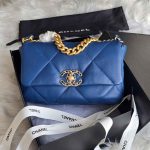 Chanel 19 Medium Blue Quilted Lambskin Leather Flap Shoulder Bag