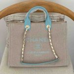 Chanel Deauville Tote Beige Denim Canvas Medium
