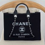 Chanel Deauville Tote Black Canvas Medium