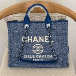 Chanel Deauville Tote Blue Denim Canvas Medium