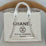 Chanel Deauville Tote Ecru White Canvas Medium