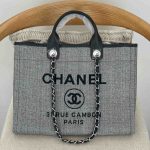 Chanel Deauville Tote Grey Canvas Medium
