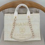 Chanel Deauville Tote Light Beige Canvas Medium