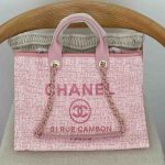 Chanel Deauville Tote Canvas Pink Medium
