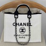 Chanel Deauville Tote White Canvas Medium