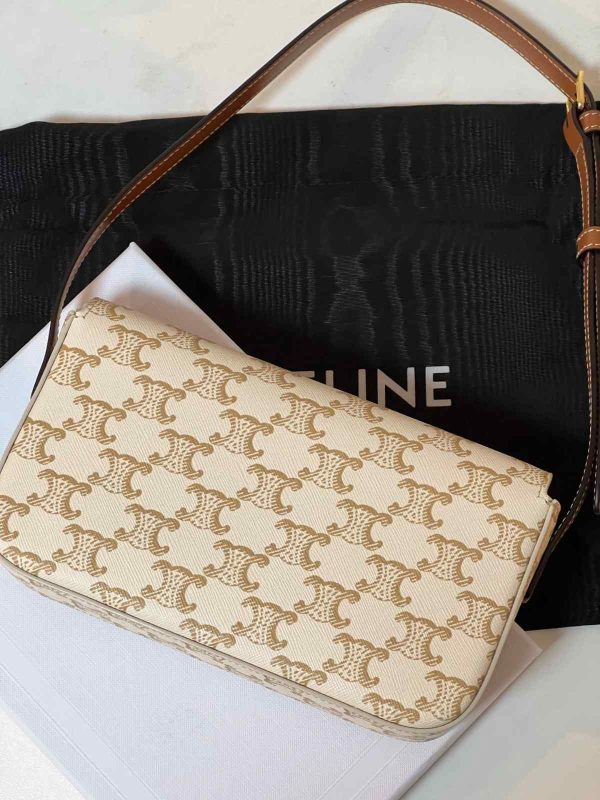 Celine Shoulder Bag Claude Triomphe White