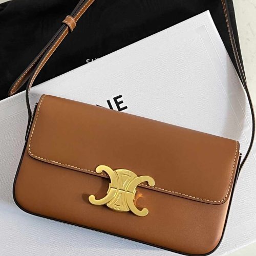 Celine Shoulder Bag Claude Triomphe Natural Tan