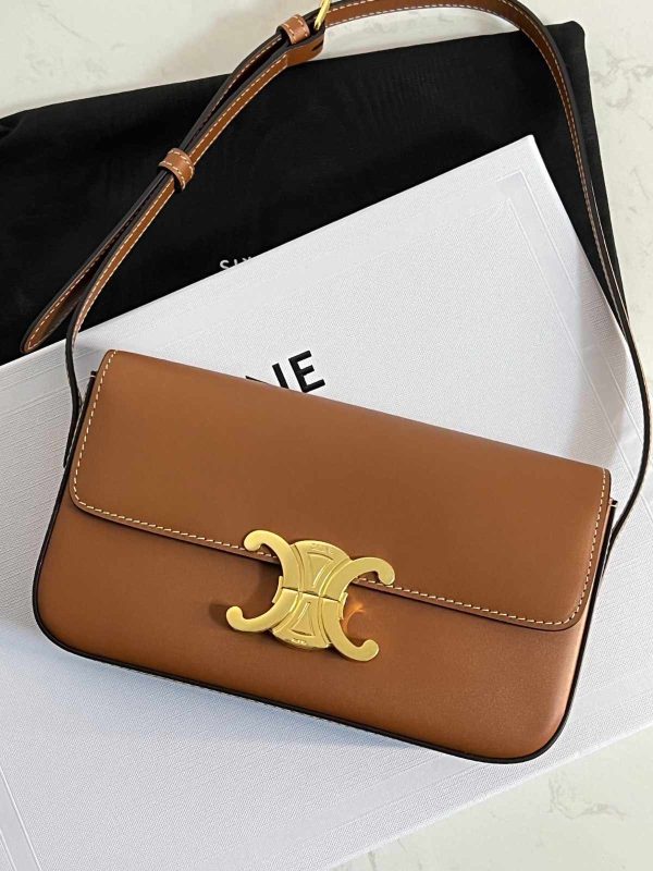 Celine Shoulder Bag Claude Triomphe Natural Tan