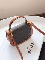 Celine Mini Besace Clea Bag Triomphe Canvas And Tan