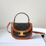 Celine Mini Besace Clea Bag Triomphe Canvas And Tan