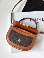Celine Mini Besace Clea Bag Triomphe Canvas And Tan