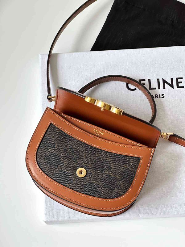 Celine Mini Besace Clea Bag Triomphe Canvas And Tan