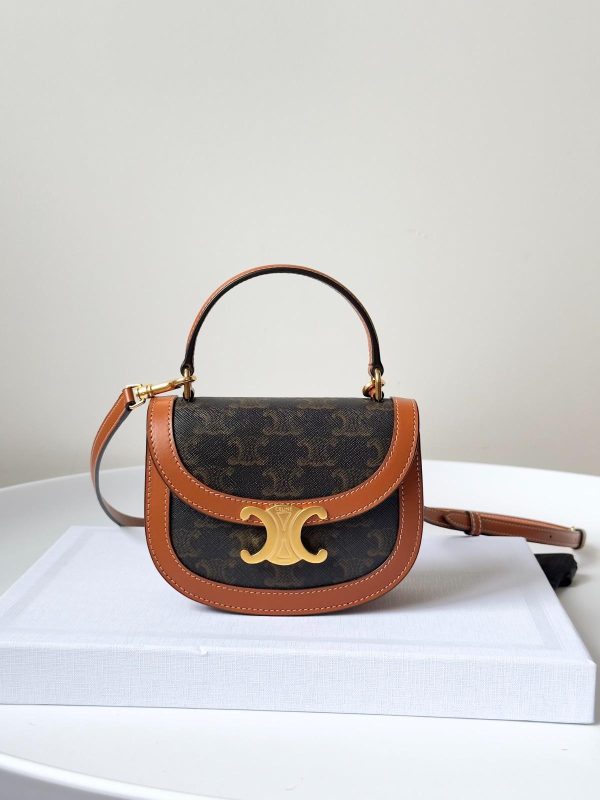 Celine Mini Besace Clea Bag Triomphe Canvas And Tan