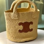 Celine Triomphe Bucket Tote Thais Tan Raffia