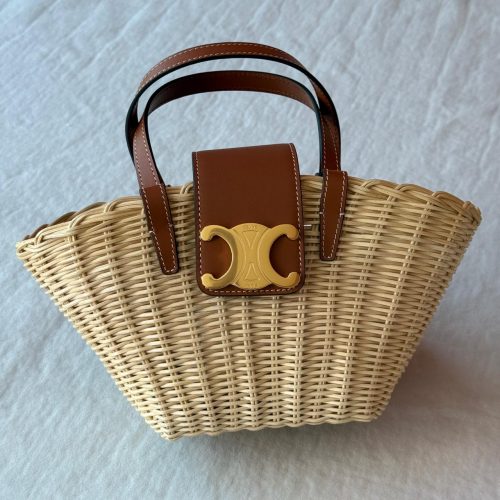 Celine Wicker And Natural Calfskin Teen Couffin