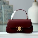 Celine Handbag Teen Lola Burgundy Calfskin