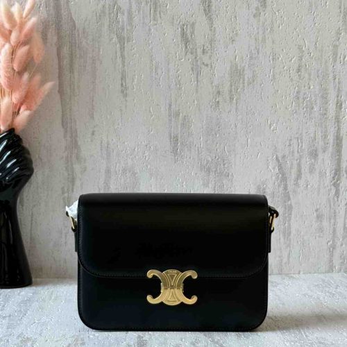 Celine Triomphe Classique Black Shiny Calfskin