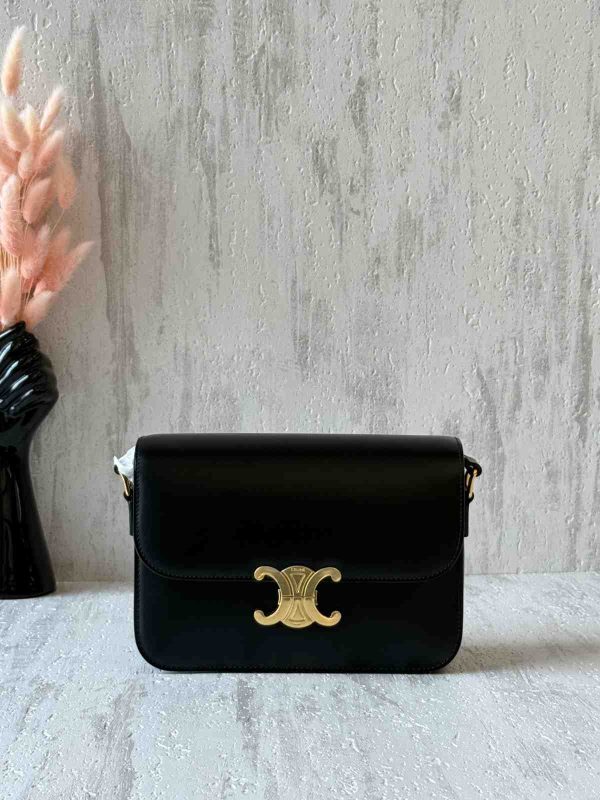 Celine Triomphe Classique Black Shiny Calfskin