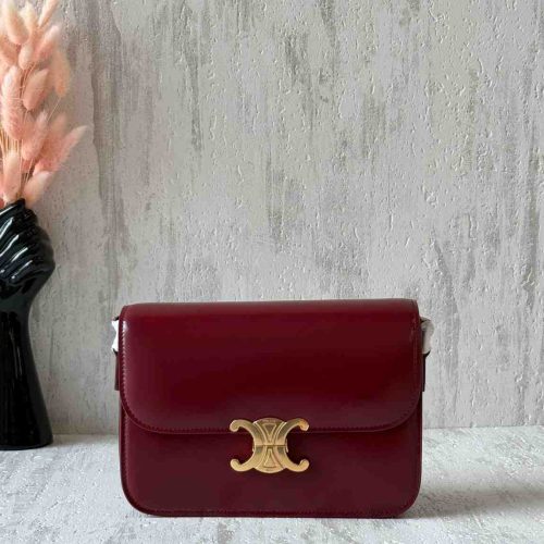 Celine Triomphe Classique Light Burgundy Calfskin