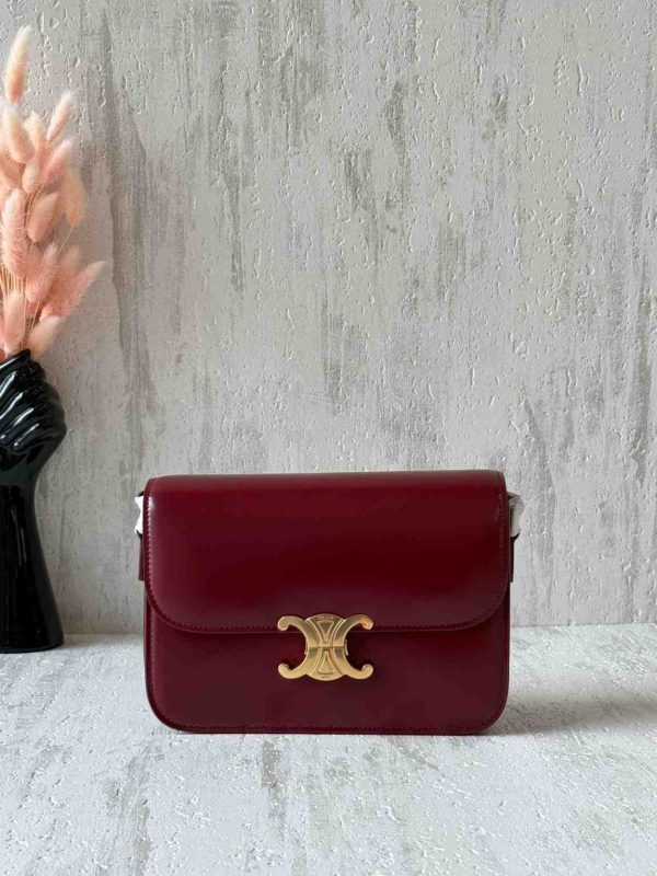 Celine Triomphe Classique Light Burgundy Calfskin