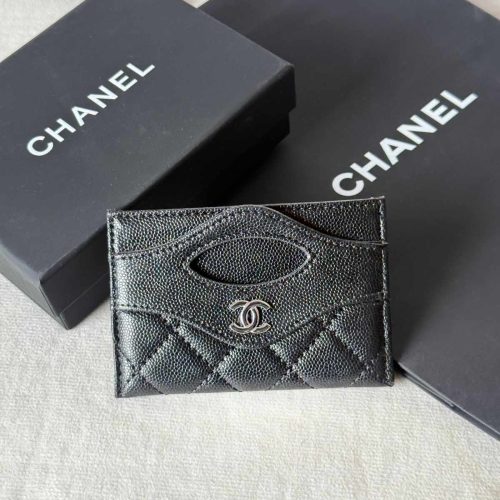 Chanel 31 Card Holder Black Caviar Leather SHW