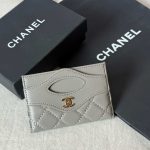 Chanel 31 Card Holder Grey Lambskin Leather