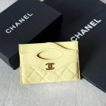 Chanel 31 Card Holder Pastel Yellow Caviar Leather