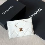 Chanel 31 Card Holder White Lambskin Caviar Leather GHW