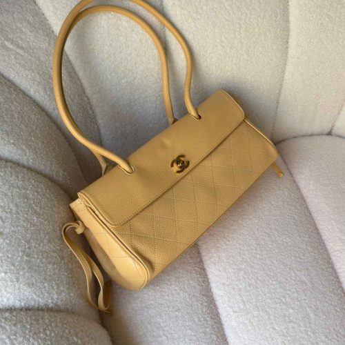 Chanel Beige Urban Essential East West Shopping Tote Caviar Leather